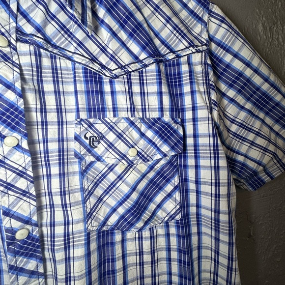 Men's Western Blue Plaid Shirt - Picture 3 of 5